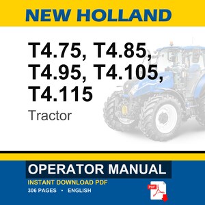 Manual de operación y mantenimiento para tractores New Holland T4.75, T4.85, T4.95, T4.105 y T4.115 / Descarga instantánea en PDF imagen 1