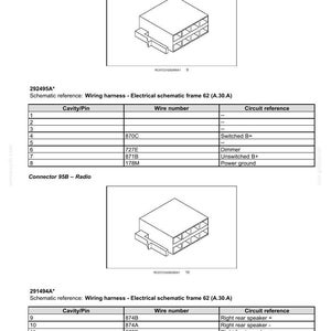 Op de afbeelding: Diagram van een elektrisch voedingssysteem, met schema's voor connectoren 95A en 95B, gelabeld 'Radio'. Bevat details van de kabelboom, circuitreferenties en pinconfiguraties voor automobieltoepassingen.