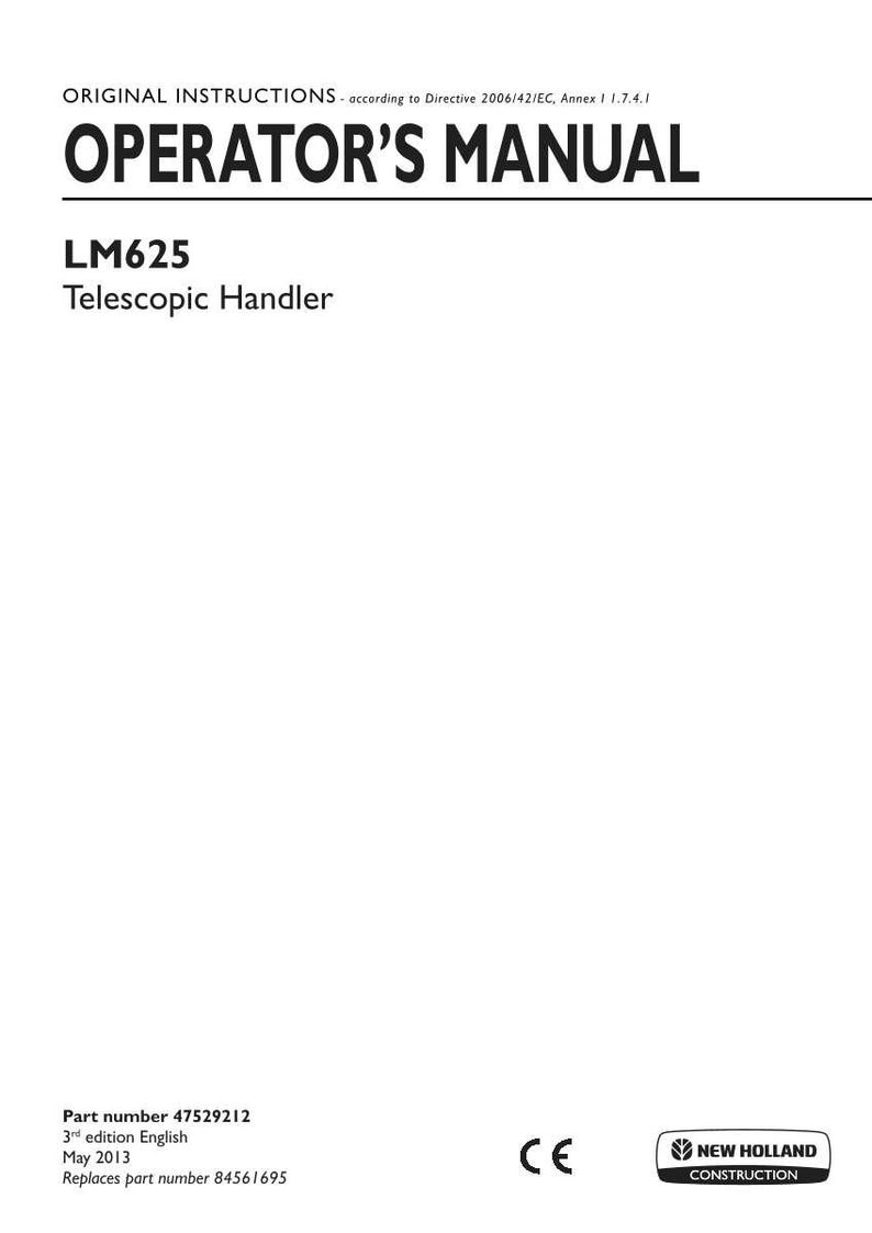 New Holland LM625 Telescopic Handler Operator Owners Operation Manual | Instant PDF Download image 3