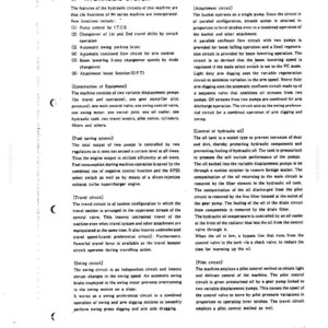 May include: A technical document page titled SECTION VI GENERAL INFORMATION, detailing the hydraulic system of an N2 series machine. It includes sections on pump control, fuel saving, travel, swing, attachment, and pilot circuits in black text.
