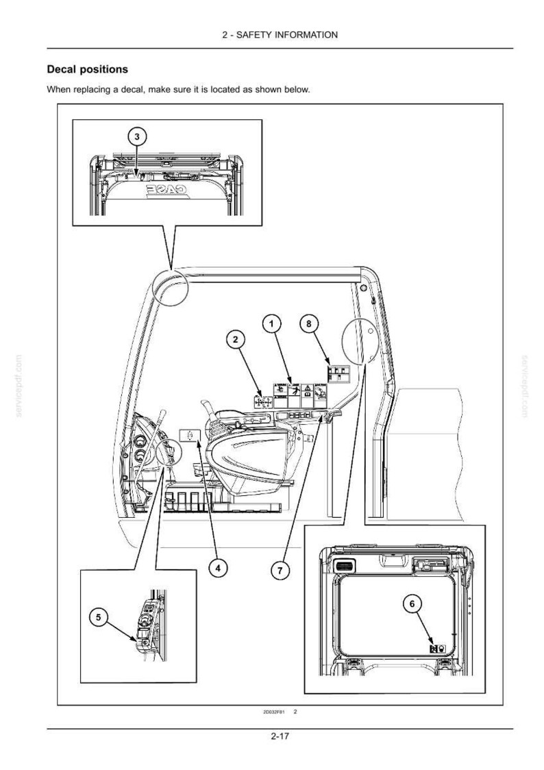 May include: Diagram of a vehicle interior with numbered decal positions. The diagram includes close-ups of various areas, such as the dashboard, roof, and side panels, with arrows pointing to specific locations.