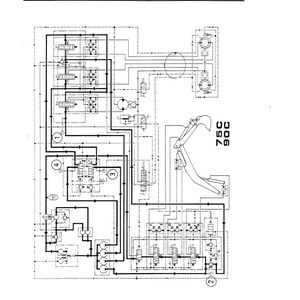 May include: A detailed technical diagram with the text "PRESSURE-SETTING OF GENERAL CIRCUIT" and "CHECK". The diagram includes various symbols, lines, and numbers, with the numbers "75C" and "90C" visible. Page 56 is indicated.