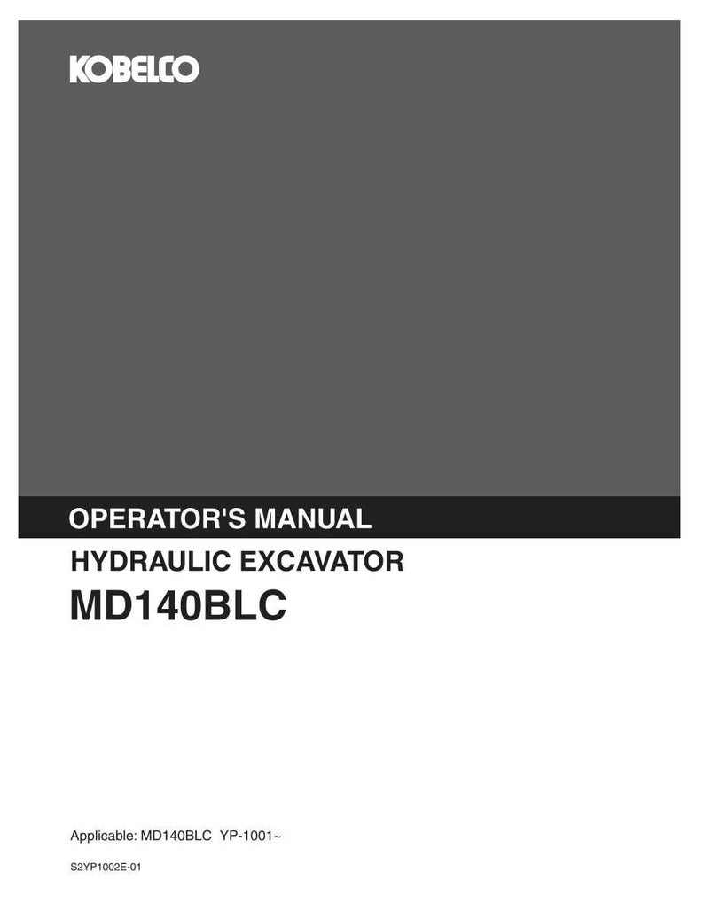 Kobelco MD140BLC Hydraulic Excavator Operator Owners Operation Manual | Instant PDF Download imagem 2