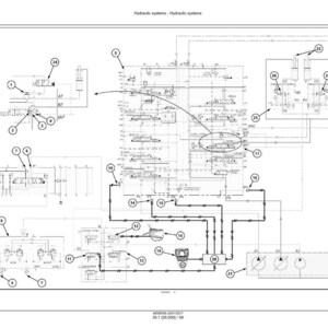 May include: A detailed technical diagram of a hydraulic system, rendered in black and white. The schematic includes various components, lines, and symbols, with numbered callouts. The diagram is labeled "Hydraulic systems - Hydraulic systems".