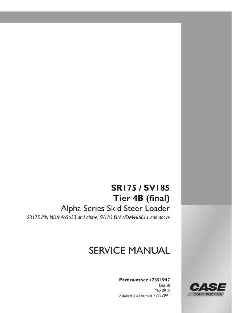 May include: A white service manual for an Alpha Series Skid Steer Loader, model SR175/SV185, with the text "Tier 4B (final)". The manual includes the Case Construction logo and part number 47851947.