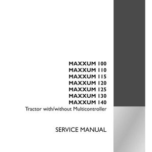 May include: A white service manual with the text "MAXXUM" followed by model numbers, and "Tractor with/without Multicontroller." The manual also includes the text "SERVICE MANUAL," part number, and the Case IH Agriculture logo.