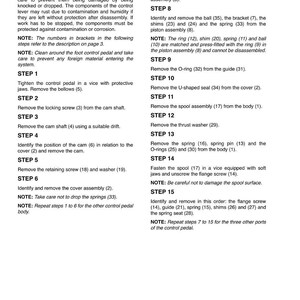 Puede incluir: Un diagrama t&eacute;cnico detallado con pasos numerados para el desmontaje de un componente mec&aacute;nico. El texto incluye instrucciones, advertencias y referencias de piezas, con un enfoque en la manipulaci&oacute;n cuidadosa y la prevenci&oacute;n de da&ntilde;os.