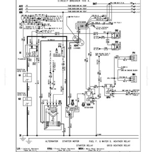 May include: Schematic diagram of an electrical system, featuring a circuit breaker, relays, and wiring. Text includes "DISJUNTOR 105 AMP CIRCUIT BREAKER 105 A." and "Electrical systems - Electrical system." The diagram is in black and white.