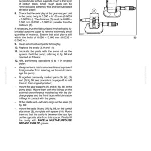 K&ouml;nnte beinhalten: Diagramm von Hydrauliksystemkomponenten mit Messungen in Millimetern. Das Bild enth&auml;lt eine detaillierte Illustration von Teilen mit Etiketten und numerischen Bez&uuml;gen. Der Text enth&auml;lt Wartungs- und Reparaturanweisungen.