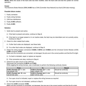 May include: A document detailing fault codes for an electrical system, specifically addressing CAN data missing (12700). Includes troubleshooting steps, connector checks, and wiring diagrams for automotive repair.