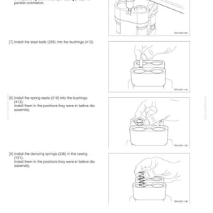 Puede incluir: Diagrama t&eacute;cnico con instrucciones paso a paso para el montaje de un componente mec&aacute;nico. Las im&aacute;genes muestran el uso de herramientas y la instalaci&oacute;n de piezas como pernos, bolas de acero y muelles. El texto incluye especificaciones de par.