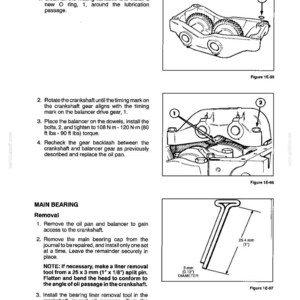 K&ouml;nnte beinhalten: Diagramme und Anweisungen zur Motorreparatur, einschlie&szlig;lich der Ausrichtung von Kurbelwelle und Ausgleichsgetriebe. Enth&auml;lt detaillierte Illustrationen mit Beschriftungen und Ma&szlig;en, wie z. B. einen 25,4 mm Splint. Der Text enth&auml;lt Drehmomentangaben in Nm.