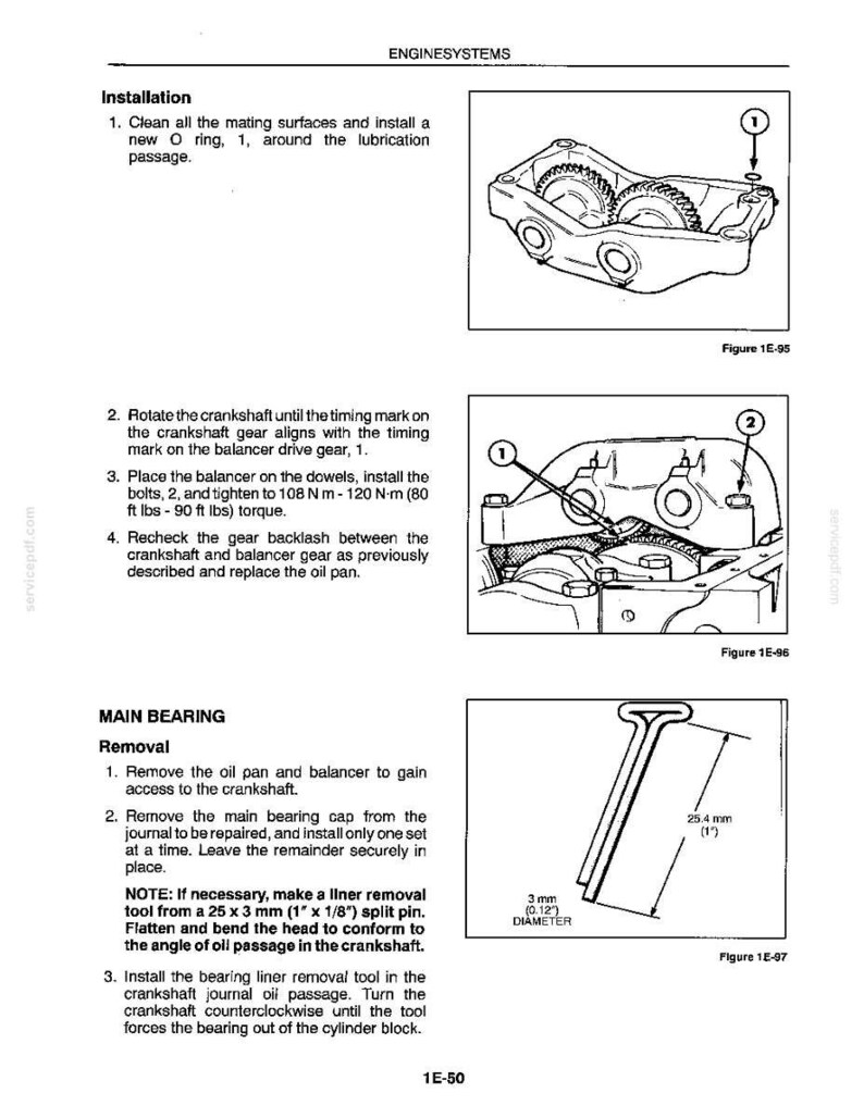 K&ouml;nnte beinhalten: Diagramme und Anweisungen zur Motorreparatur, einschlie&szlig;lich der Ausrichtung von Kurbelwelle und Ausgleichsgetriebe. Enth&auml;lt detaillierte Illustrationen mit Beschriftungen und Ma&szlig;en, wie z. B. einen 25,4 mm Splint. Der Text enth&auml;lt Drehmomentangaben in Nm.