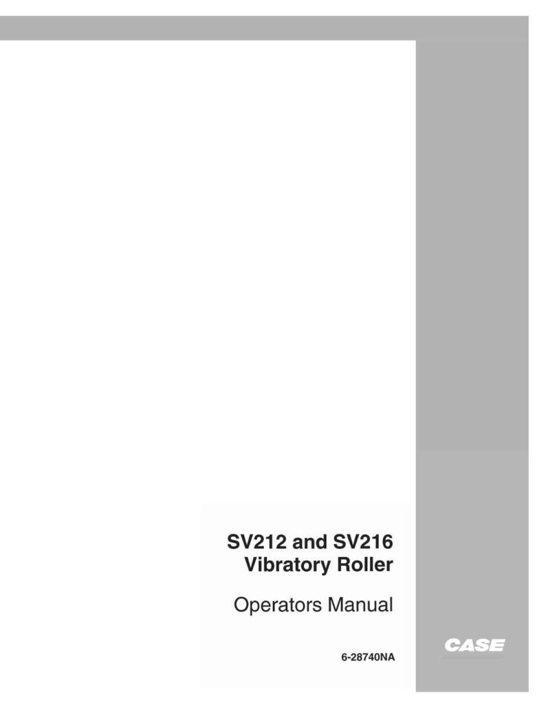 May include: A white Operators Manual for the SV212 and SV216 Vibratory Roller. The text is black and includes the model numbers and the CASE logo in the bottom right corner. The background is white and gray.