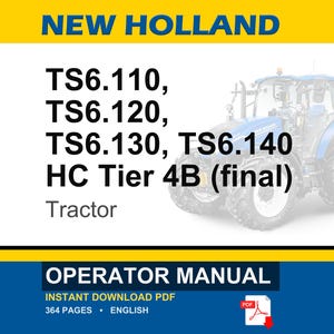 New Holland Ts6.110, Ts6.120, Ts6.130, Ts6.140 HC Tier 4B (slutgiltig) Traktorförarens bruksanvisning | Direkt PDF-nedladdning bild 1