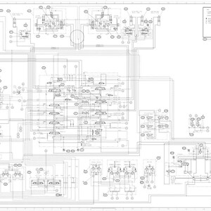 May include: A detailed engineering schematic for a CX2408 LR excavator's hydraulic system. The diagram is rendered in black and white, featuring numerous lines, circles, and symbols, with text indicating the system's components and functions.