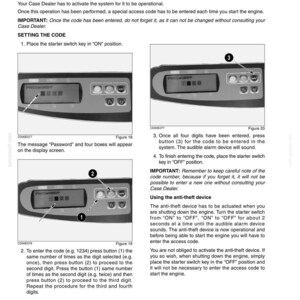 May include: Diagram of an anti-theft device with instructions. The device has a display showing "PASSWORD" and numbered buttons. The text explains how to set and use the device, including entering a code.