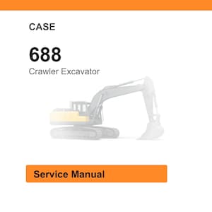 May include: Image of a CASE 688 Crawler Excavator service manual. The image features the text "CASE" above the number "688" and the words "Crawler Excavator". Below is an orange rectangle with the words "Service Manual".
