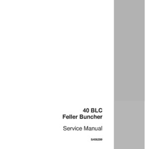 May include: A white service manual with the text "40 BLC Feller Buncher Service Manual" in black. The manual has a gray vertical stripe on the right side and a gray bar at the top. The word "CASE" is in the lower right corner.