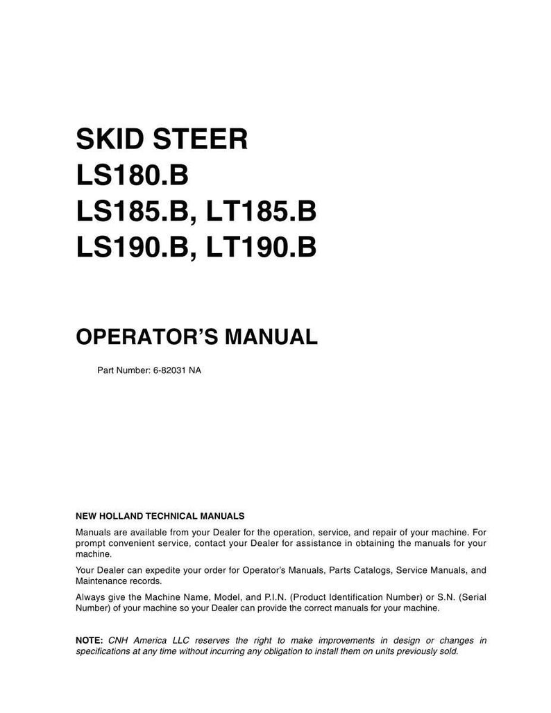 New Holland Ls180.B, Ls185.B, Lt185.B, LS190.B, LT190.B Skid Steer Operator Owners Operation Manual | Instant PDF Download image 3