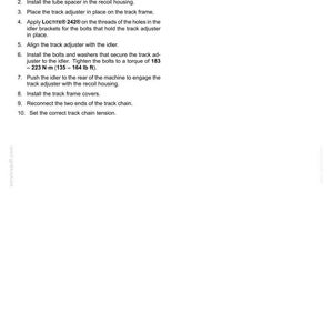 May include: A page from a manual detailing the installation of a tension cylinder. The text includes numbered steps for the process, with measurements in both Newton-meters and pound-feet.