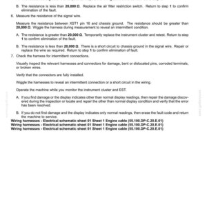 May include: A document titled "Electrical systems - FAULT CODES" with troubleshooting steps for electrical issues. Instructions include checking resistance, inspecting wiring, and verifying connections. Includes wiring harness details.