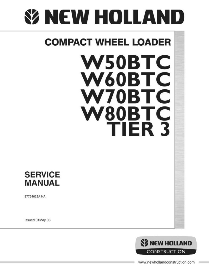 ニューホランド W50btc、W60btc、W70BTC、W80BTC Tier 3 コンパクトホイールローダー サービス修理ワークショップマニュアル | PDF 即時ダウンロード 画像 3