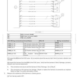 May include: Diagram showing electrical system fault codes, with wiring connections and circuit names. The image includes a table with wire IDs and wiring connections, plus instructions for inspection and measurement. The text includes the date 27/09/2012.