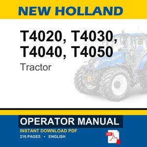 New Holland T4020, T4030, T4040, T4050 Tractor Operator Owners Operation Manual | Instant Pdf Download image 1