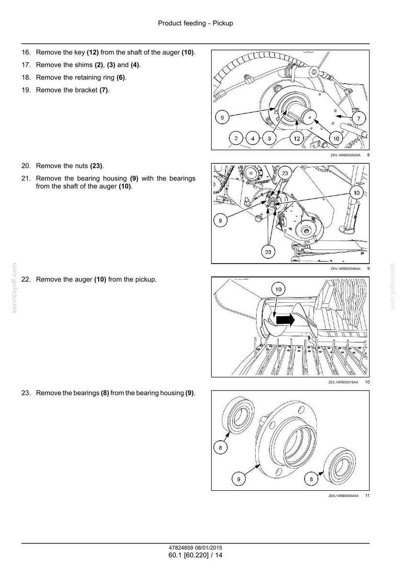 May include: Diagram of product feeding components, including an auger, bearings, and retaining rings. The image is a technical illustration with labels and arrows pointing to various parts. The diagram is in black and white.