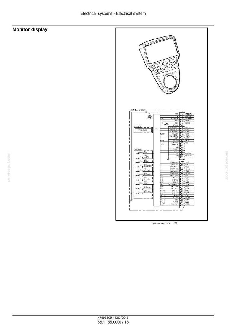 Puede incluir: Diagrama de un sistema el&eacute;ctrico con una pantalla de monitor y un dispositivo de control port&aacute;til. El diagrama incluye etiquetas y una representaci&oacute;n esquem&aacute;tica de los componentes y conexiones del sistema. El texto "Monitor display" est&aacute; en la parte superior.