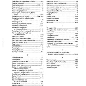 May include: A page from a manual with the title "SECTION 13 - ALPHABETICAL INDEX". The text lists various components and functions, such as "Rear light brackets" and "Steering". The page is from a service manual.