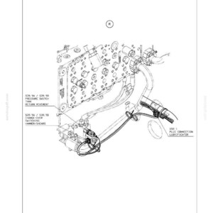 May include: Diagram of electrical systems, harnesses, and connectors. The image shows a detailed technical illustration of an engine component with various wires, switches, and connection points. Text labels identify specific parts and functions.