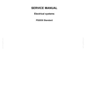 May include: A white page with the text "NEW HOLLAND AGRICULTURE" in a gray banner. Below, the text reads "SERVICE MANUAL", "Electrical systems", and "PS2030 Standard". The bottom of the page has a date and page number.