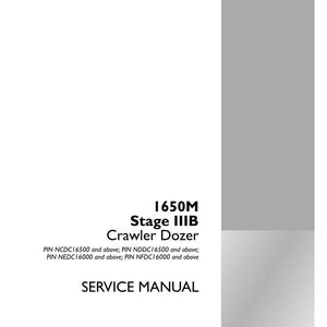 Peut inclure: Un manuel de service blanc pour un bulldozer &agrave; chenilles 1650M Stage IIIB. La couverture comprend le nom du mod&egrave;le, une liste de num&eacute;ros PIN et les mots "SERVICE MANUAL". Le logo Case Construction est en bas &agrave; droite.