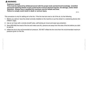 以下が含まれることがあります： 「7-MAINTENANCE」と題された技術メンテナンス文書のページ。テーパーナットのトルク仕様は169.5 N&middot;m、フランジナットは203.5 N&middot;mと記載されています。タイヤの爆発の危険性に関する警告と、空気圧調整の手順が含まれています。