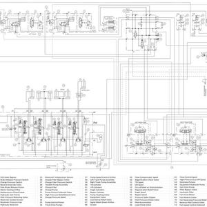 May include: A detailed hydraulic schematic diagram for a 160M dozer, featuring a complex network of lines, symbols, and text. The diagram is primarily black and white, with some color-coded elements. Text includes "HYDRAULIC SCHEMATIC 160M DOZER".