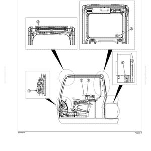 May include: Diagram of a vehicle cab interior, labeled with numbered circles. The image includes the text "CHAPTER 2 - SAFETY AND DECALS" and "CAB INTERIOR DECALS". The diagram is in black and white.