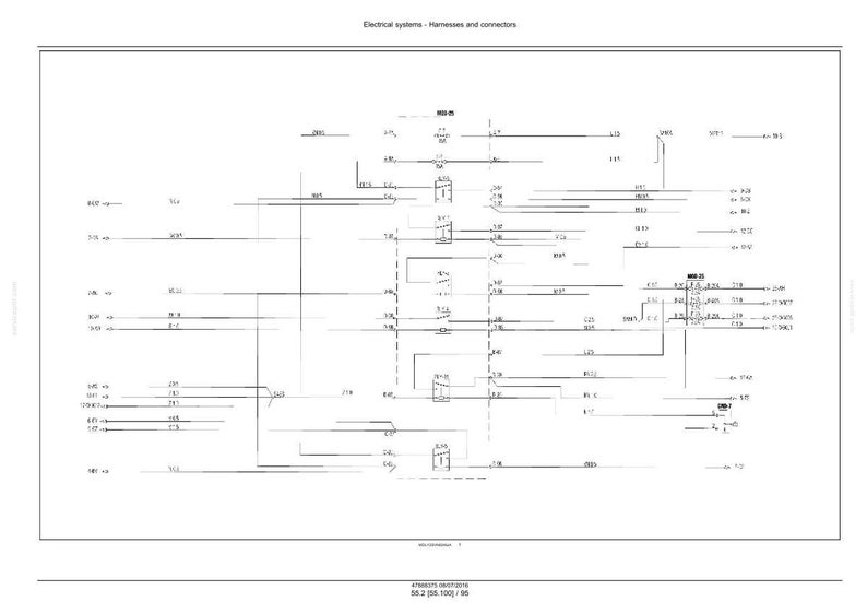 May include: A technical diagram of electrical systems, harnesses, and connectors. The diagram is in black and white, featuring lines, boxes, and text labels. The document includes the text "Electrical systems - Harnesses and connectors."