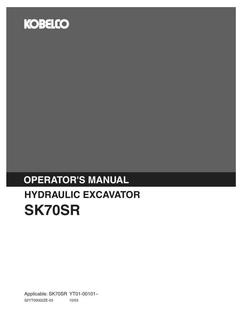 Kobelco SK70SR Hydraulic Excavator Operator Owners Operation Manual | Instant PDF Download imagen 2