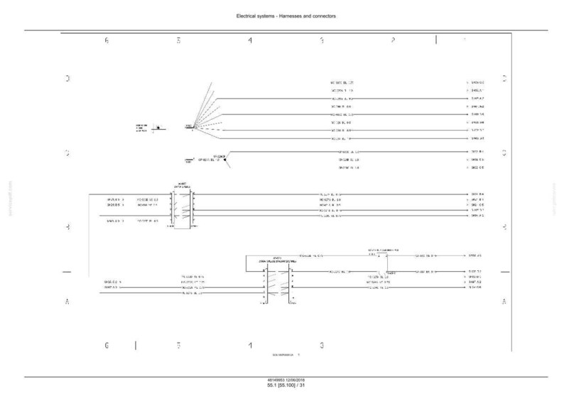 May include: A black and white technical diagram showing electrical systems, harnesses, and connectors. The diagram includes lines, labels, and component details. The title "Electrical systems - Harnesses and connectors" is displayed at the top.