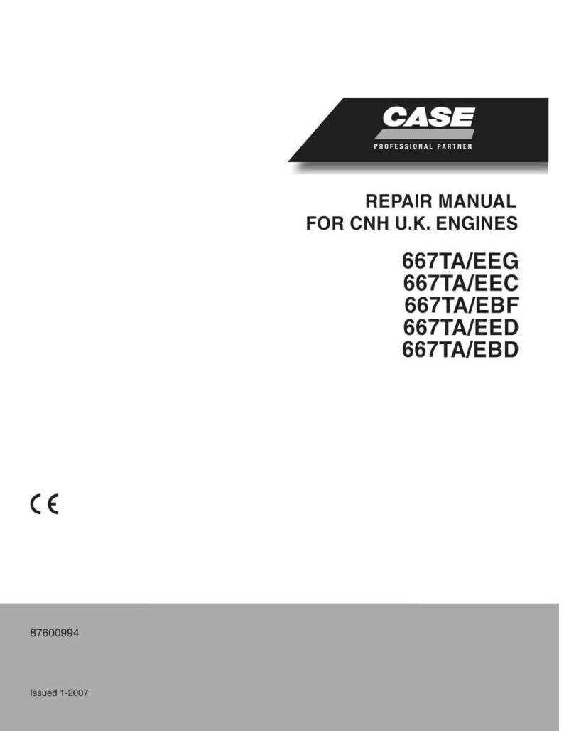 May include: A white document with the CASE logo and the text "REPAIR MANUAL FOR CNH U.K. ENGINES". The document also lists engine model numbers and the CE mark. The document is dated January 1, 2007.