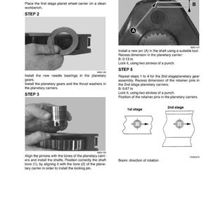 May include: Diagram illustrating a mechanical assembly process with sequential instructions. It features images of components, measurements in inches (converted to cm), and text. The diagram is for a planetary gear assembly.