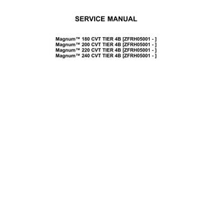 May include: A white page with the Case IH Agriculture logo and the words "SERVICE MANUAL." Below, it lists Magnum CVT TIER 4B models: 180, 200, 220, and 240. The date 07/07/2016 is at the bottom.