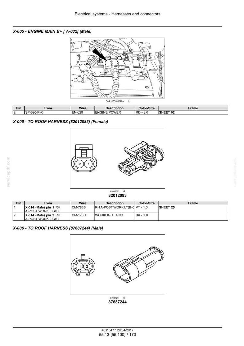 May include: Diagram of electrical system components, including harnesses and connectors. The image shows detailed illustrations of wiring, connectors, and related technical information, with labels and specifications.