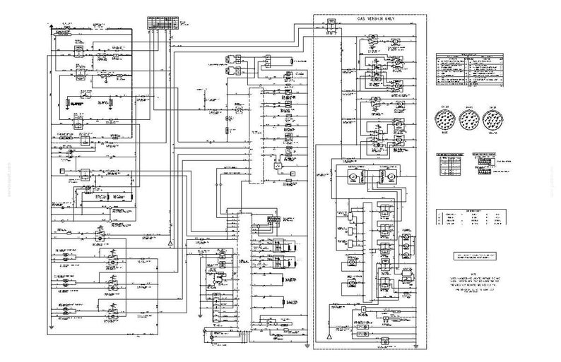 K&ouml;nnte beinhalten: Ein detailliertes Schwarz-Wei&szlig;-Schemadiagramm mit zahlreichen Linien, Symbolen und Textbeschriftungen. Das Diagramm scheint ein elektrischer oder mechanischer Bauplan zu sein, wahrscheinlich f&uuml;r ein komplexes System oder Ger&auml;t. Das Layout ist dicht und technisch.
