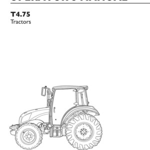 May include: An operator's manual for New Holland T4.75 tractors. The white cover features black text reading ORIGINAL INSTRUCTIONS OPERATOR'S MANUAL, T4.75 Tractors, Part Number 84343400, 1st edition English February 2011, and a line drawing of a tractor.