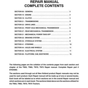 New Holland Tn55, Tn65, TN70, TN75 Tractor Service Repair Workshop Manual | Instant PDF Download image 3