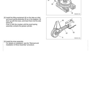 May include: Diagram illustrating the installation of a take-up roller. The image shows detailed line drawings of mechanical components, including a wrench, bolts, and spring assemblies. Text provides instructions for assembly steps.
