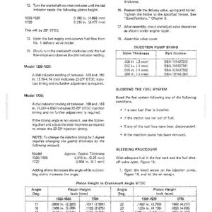 Op de afbeelding: Een afgedrukte pagina uit een handleiding met instructies voor motoronderhoud. De tekst bevat metingen in inches en millimeters, samen met diagrammen en tabellen. De pagina is getiteld "Hoofdstuk 1" en bevat technische details.